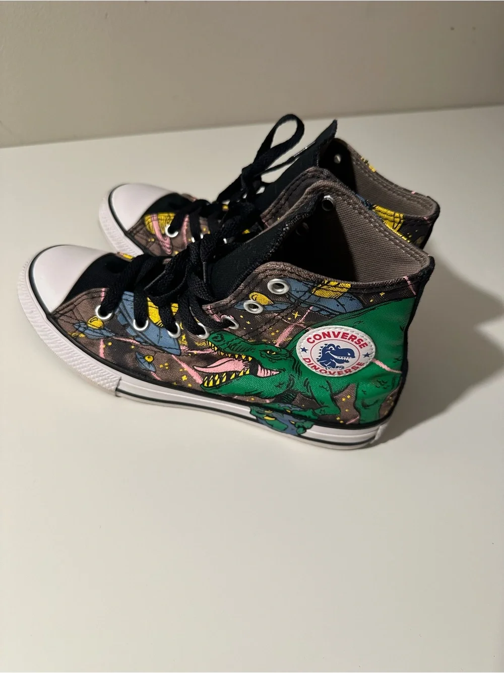 Converse Kids' High-Top Sneakers Green Dino Graphic with Black Accents